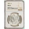 Image 1 : 1887 $1 Morgan Silver Dollar Coin NGC MS63