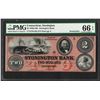 Image 1 : 1850s-60s $2 Stonington Bank Connecticut Obsolete Note PMG Gem Uncirculated 66EP