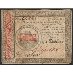 January 14, 1779 $50 Continental Currency Note