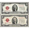 Image 1 : Lot of (2) 1928G & 1928F $2 Legal Tender Notes