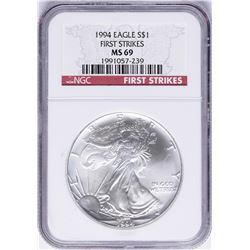 1994 $1 American Silver Eagle Coin NGC MS69 First Strikes