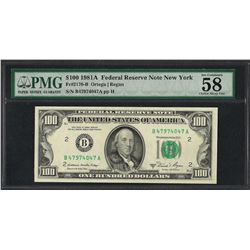 1981A $100 Federal Reserve Note New York Fr.2170-B PMG Choice About Uncirculated