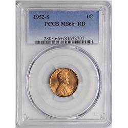 1952-S Lincoln Wheat Cent Coin PCGS MS66+RD