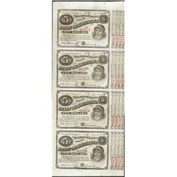 Uncut Sheet of (4) State of Louisiana Baby Bond Obsolete Notes