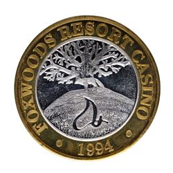 .999 Silver Foxwoods Resort Connecticut Casino $10 Limited Edition Gaming Token
