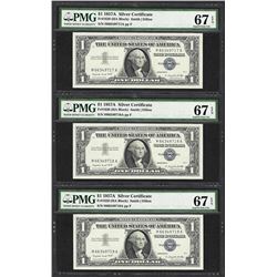 Lot of (3) Consecutive 1957A $1 Silver Certificate Notes PMG Superb Gem Unc 67EP
