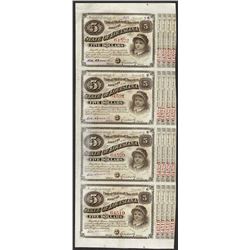 Uncut Sheet of (4) State of Louisiana Baby Bond Obsolete Notes