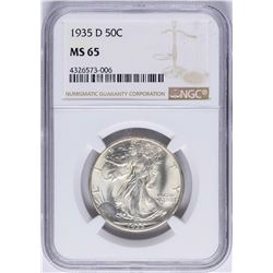 1935-D Walking Half Dollar Coin NGC MS65