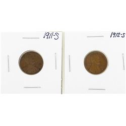 Lot of 1911-S & 1912-S Lincoln Wheat Cent Coins