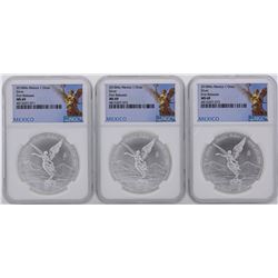 Lot of (3) 2018MO Mexico 1 Oz First Releases Silver Coins NGC MS69