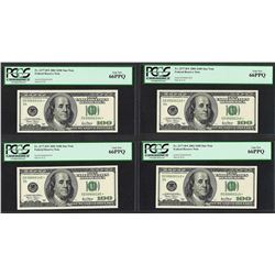Lot of (4) Consecutive 2001 $100 Federal Reserve STAR Notes PCGS Gem New 66PPQ