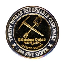 .999 Silver Cactus Pete's Jackpot, Nevada $20 Casino Limited Edition Gaming Toke