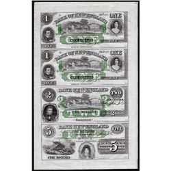 Uncut Sheet of Bank of New-England Obsolete Notes