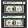 Image 1 : Lot of (2) Consecutive 1928G $2 Legal Tender Notes  PMG Choice Uncirculated 64EP