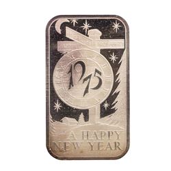 1975 Happy New Year Madison Mint 1 oz .999 Fine Silver Art Bar