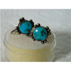 EARRINGS - TURQUOISE IN STERLING SILVER SETTING SCREW BACKS