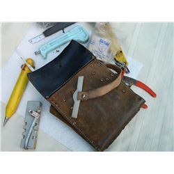 TOOL - LEATHER BELT WITH ASSORTED PHONE LINE TOOLS