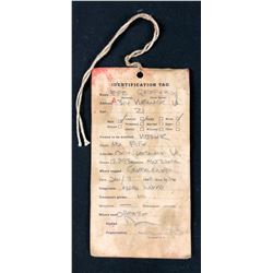 The Thin Red Line (1998) - Adrien Brody "Cpl. Fife" Prop Toe Tag