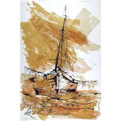 Gino Hollander, Barco de Madrugada, Lithograph