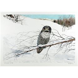 Mel Hunter, Great Grey Owl (Winter), Lithograph