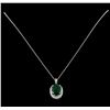 Image 1 : 7.50 ctw Emerald and Diamond Pendant With Chain - 14KT White Gold