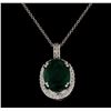 Image 2 : 7.50 ctw Emerald and Diamond Pendant With Chain - 14KT White Gold