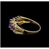 Image 3 : 14KT Yellow Gold 2.22 ctw Tanzanite and Diamond Ring