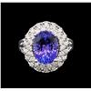 Image 2 : 14KT White Gold 6.40 ctw Tanzanite and Diamond Ring