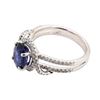 Image 2 : 2.96 ctw Sapphire and Diamond Ring - 18KT White Gold