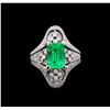 Image 2 : 2.95 ctw Emerald and Diamond Ring - 18KT White Gold