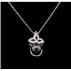 Image 1 : 0.16 ctw Pearl and Diamond Pendant - 14KT White Gold