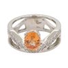 Image 1 : 1.4 ctw Diamond And Orange Sapphire Ring - Platinum