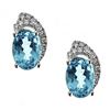 Image 1 : 1.69 ctw Apatite and Diamond Earrings - 18KT White Gold