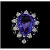 Image 2 : 10.02 ctw Tanzanite, Blue Sapphire, and Diamond Ring - 14KT White Gold