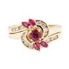 Image 2 : 0.80 ctw Ruby and Diamond Ring - 14KT Yellow Gold