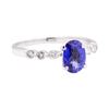 0.98 ctw Sapphire and Diamond Ring - 18KT White Gold