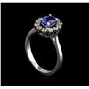 Image 4 : 0.90 ctw Tanzanite and Diamond Ring - 14KT White Gold