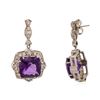 Image 2 : 14KT White Gold 22.5 ctw Amethyst and Diamond Earrings