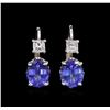 Image 1 : 4.14 ctw Tanzanite and Diamond Earrings - 14KT White Gold