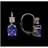 Image 2 : 4.14 ctw Tanzanite and Diamond Earrings - 14KT White Gold