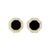 Image 1 : 0.50 ctw Diamond and Onyx Tuxedo Studs - 14KT Yellow Gold