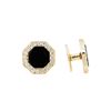 Image 2 : 0.50 ctw Diamond and Onyx Tuxedo Studs - 14KT Yellow Gold