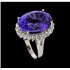 Image 4 : 16.60 ctw Tanzanite and Diamond Ring - 14KT White Gold