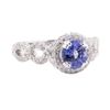 2.28 ctw Sapphire And Diamond Ring - 18KT White Gold