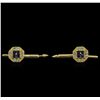 0.58 ctw Blue Sapphire and Diamond Shirt Studs - 14KT Yellow Gold