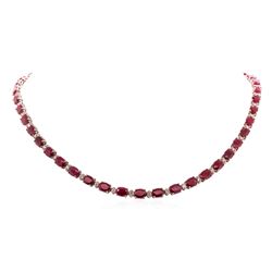 14KT White Gold 37 ctw Ruby 1.70 ctw Diamond Necklace