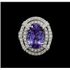 Image 2 : 9.81 ctw Tanzanite and Diamond Ring - 14KT White Gold