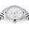 Image 3 : Rolex Mens Stainless Steel Slate Grey Diamond & Emerald Datejust Wristwatch