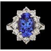 Image 2 : 4.01 ctw Tanzanite and Diamond Ring - 14KT White Gold