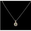 Image 2 : 0.89 ctw Emerald and Diamond Pendant With Chain - 14KT White Gold